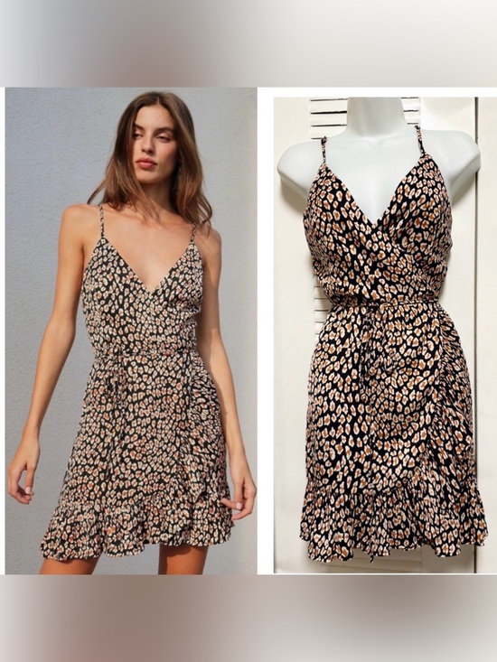 Free People Dresses & Skirts - Free People Intimates All My Love Shine Animal Printed Slip Dress Mini Leopard